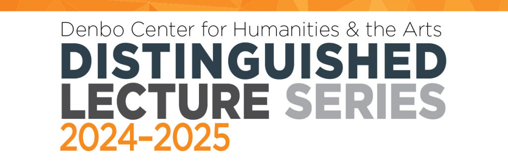 Distinguished Lecture Series header banner in orange, dark blue, and gray against white